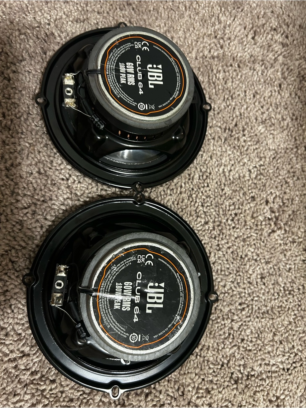 JBL Club 6-4 Black Speakers with Orange Accents